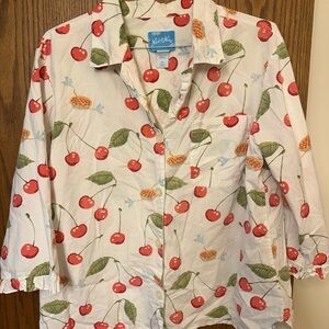 Nick & Nora Cherry Print Cotton Shirt XXL